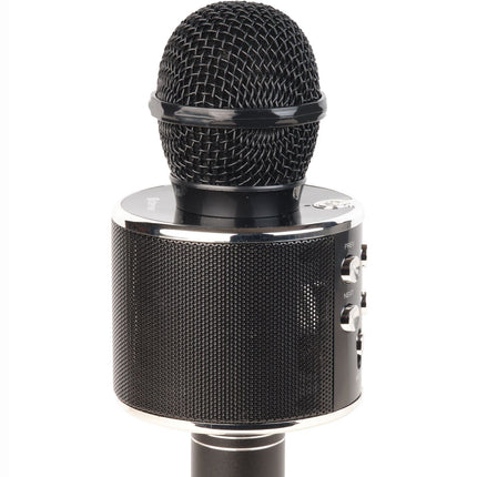 Bluetooth-Karaoke-Mikrofon mit eingebautem Lautsprecher. Schwarz