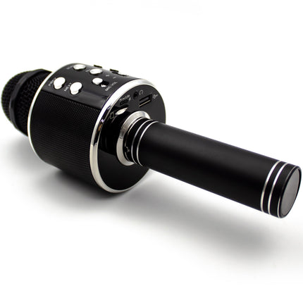 Bluetooth-Karaoke-Mikrofon mit eingebautem Lautsprecher. Schwarz