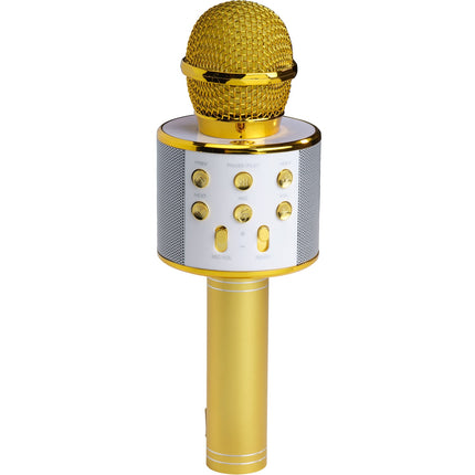 Bluetooth-Karaoke-Mikrofon mit eingebautem Lautsprecher. Gold