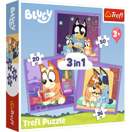Bluey 3-in-1 Puzzle-Set für Kinder, fesselnd und unterhaltsam