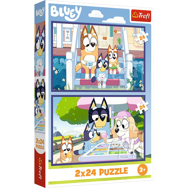 Bluey Puzzle-Set, 2 x 24 Teile, unterhaltsamer Familienspaß