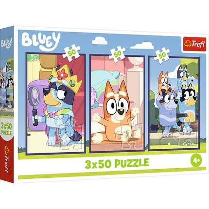 Bluey Puzzle-Set, 3x50 Teile, Familienspaß-Aktivität