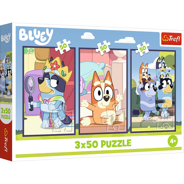 Bluey Puzzle-Set, 3x50 Teile, Familienspaß-Aktivität