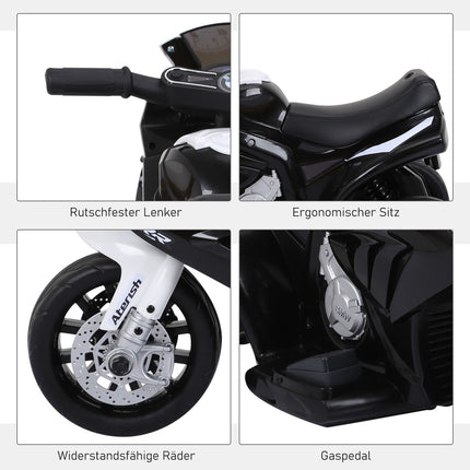 Kinder-Elektromotorrad – schwarz, batteriebetrieben, Stahl