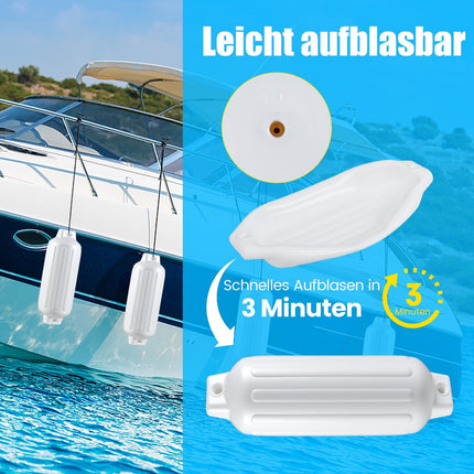 Boat Fender Set – 4 Pcs, 68.5 x 21.5 cm, White PVC