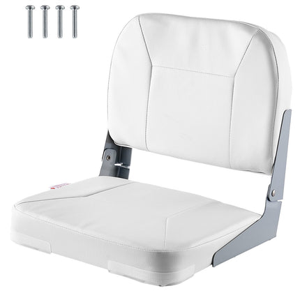 Boat Seat, Folding Low-Back, Waterproof PVC Leather, White