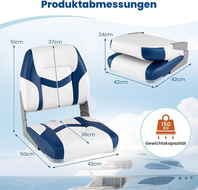 Sada lodních sedaček, 2 ks, pěna 7cm, sklopné, PVC kůže