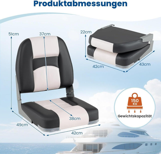 Sada 2 lodních sedaček, sklopné, PVC kůže, polstrování 7cm