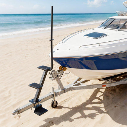 Boat Trailer Steps, 3-Step Steel Ladder With Handrail