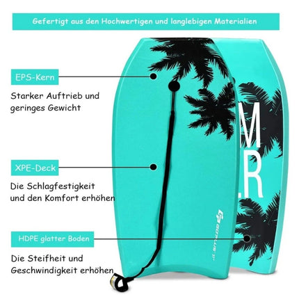 Bodyboard surf SUP plavecká deska plavecká deska 94 x 47 x 5.5 cm zelená