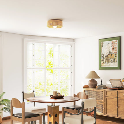 Boho Ceiling Light with Hemp Rope Shade, G9 LED, 30cm