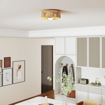 Boho Ceiling Light with Hemp Rope Shade, G9 LED, 30cm