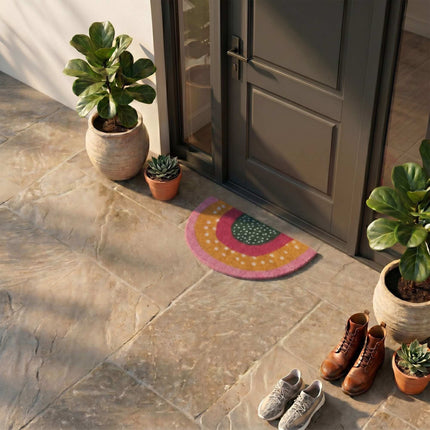 Boho Coir Doormat, Semi-Circular, Indoor/Outdoor Use