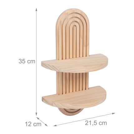 Boho Floating Wall Shelves, 2pc Set – Pine, Light Brown