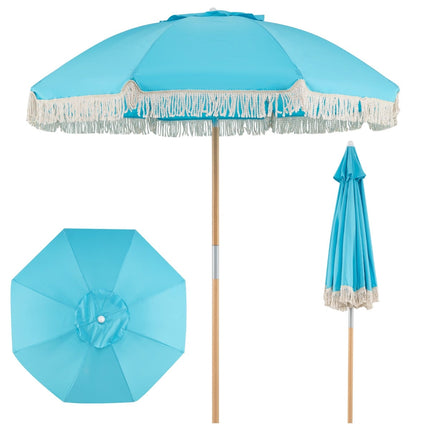 Boho Garden Umbrella, 170 cm, Blue, Adjustable Tilt