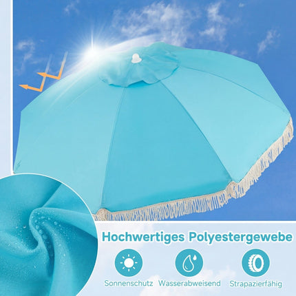 Boho Garden Umbrella, 170 cm, Blue, Adjustable Tilt