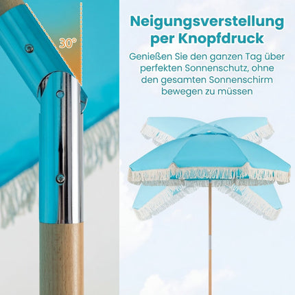 Boho Garden Umbrella, 170 cm, Blue, Adjustable Tilt