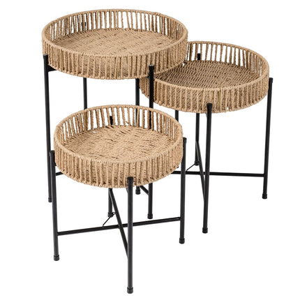 Boho Nesting Side Tables Set – Handcrafted Rope Design
