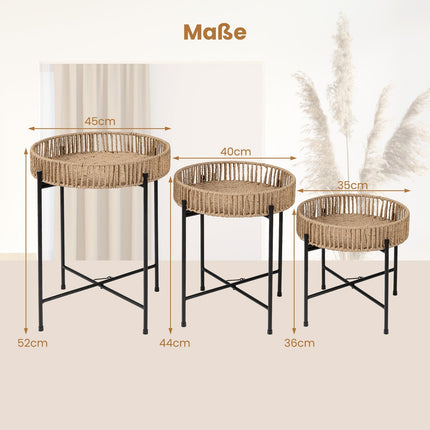 Boho Nesting Side Tables Set – Handcrafted Rope Design