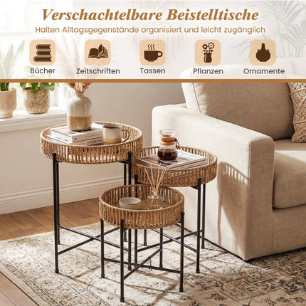 Boho Nesting Side Tables Set – Handcrafted Rope Design