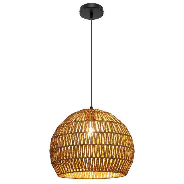 Boho Pendelleuchte, höhenverstellbar, Papierschirm