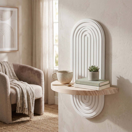 Boho Wall Shelf Set, 2pc - Natural White Pine