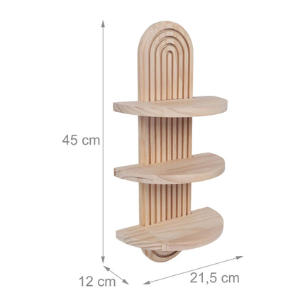 Boho Wooden Wall Shelf Set, 2pc – Natural Pine