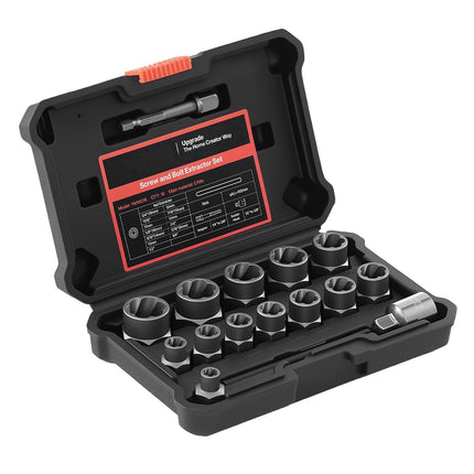 Bolt Extractor Kit, 16-Piece Impact Cr-Mo Set, Case