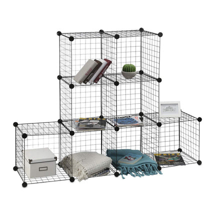 Bolt-free shelves in wire mesh 9 compartments