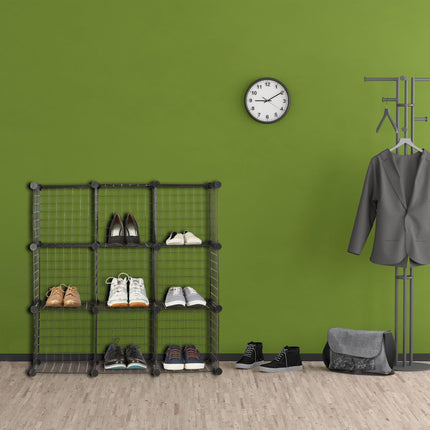 Bolt-free shelves in wire mesh 9 compartments