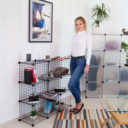 Bolt-free shelves in wire mesh 9 compartments
