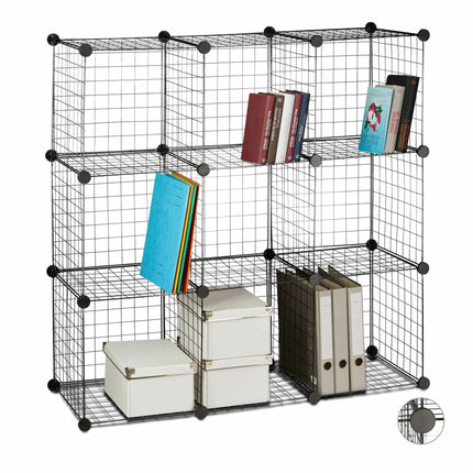 Bolt-free shelves in wire mesh 9 compartments