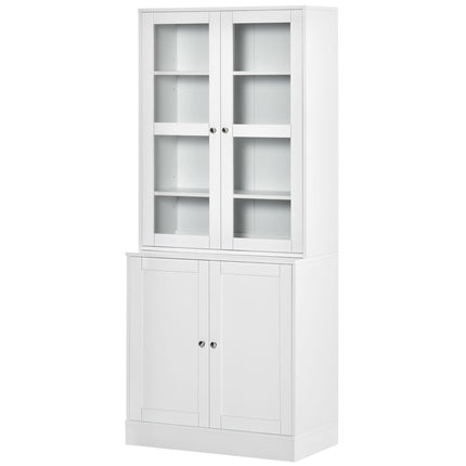 Hohes weißes Bücherregal, Glastür, 6 Fächer