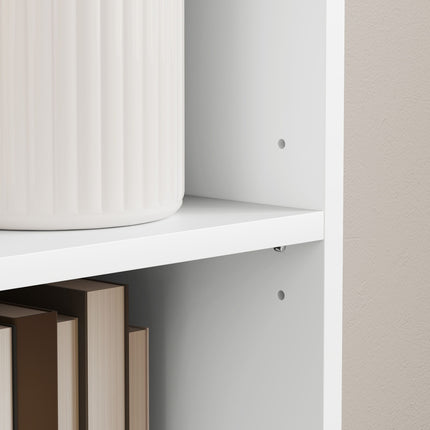 Weißes Bücherregal aus Holz, 5 Fächer, verstellbare Regalböden
