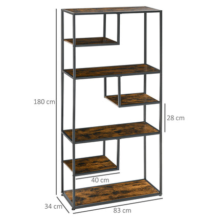 Industrielles 7-stöckiges Bücherregal in Rostbraun – Küche & Wohnzimmer