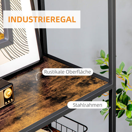 Industrielles 7-stöckiges Bücherregal in Rostbraun – Küche & Wohnzimmer
