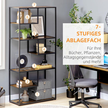 Industrielles 7-stöckiges Bücherregal in Rostbraun – Küche & Wohnzimmer