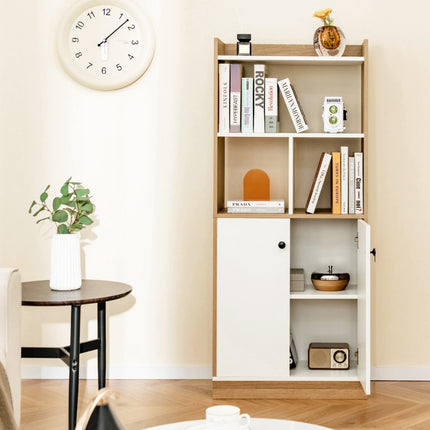 Bücherregal mit Doppeltürschrank, 3-stöckig, 60x30x140cm