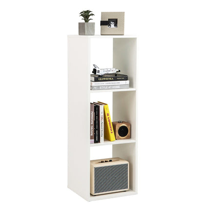 Bücherregal mit 3 Fächern Würfelregal Standregal offenes Regal weiß 35,5 x 33 x 103 cm