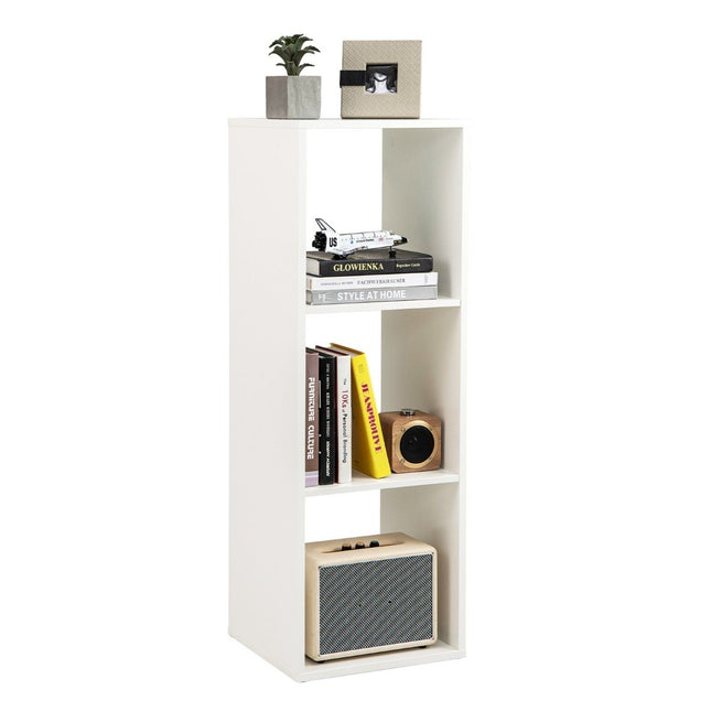 Bookcase with 3 compartments cube shelf standing shelf open shelf white 35.5 x 33 x 103 cm