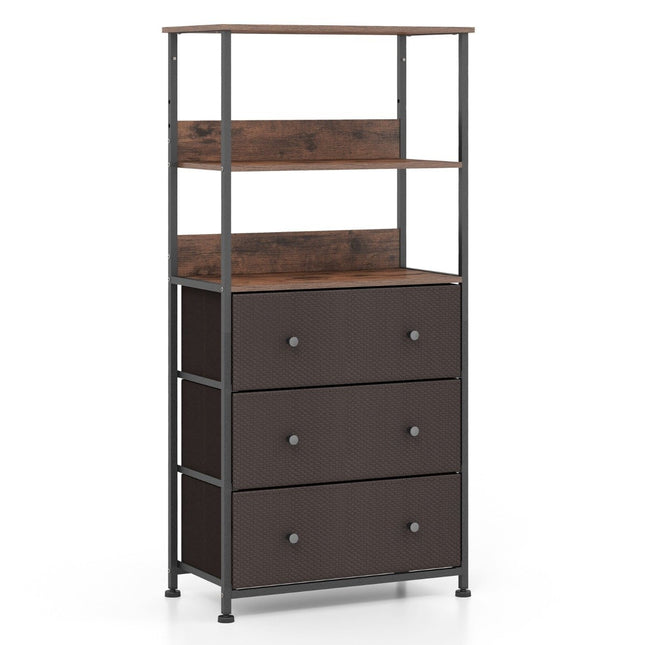 Bookcase with 3 drawers & open shelves chest of drawers cabinet 56.5 x 20 x 117cm