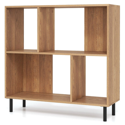 Bibliothèque avec 4 compartiments et pieds en métal, étagère de rangement sur pied, naturel