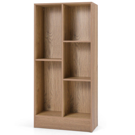 Bibliothèque à 5 compartiments, étagère sur pied, étagère cube, étagère de bureau, étagère de rangement, 50 x 24 x 104 cm, naturel