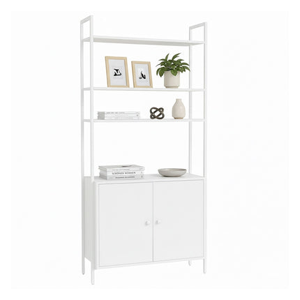 Bookcase with Storage, Adjustable Shelves, 4-Tier