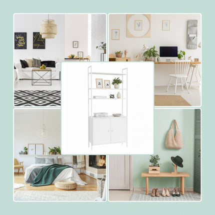 Bookcase with Storage, Adjustable Shelves, 4-Tier