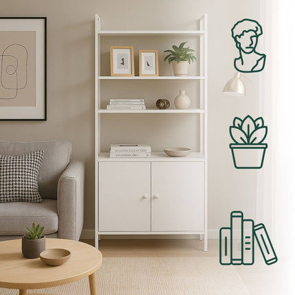 Bookcase with Storage, Adjustable Shelves, 4-Tier