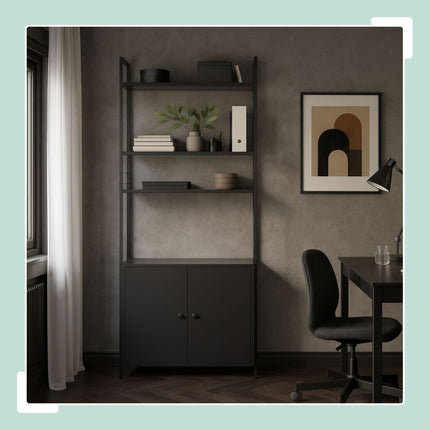 Bookcase with Storage, Adjustable Shelves, 4-Tier