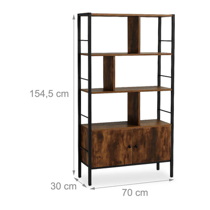 Bookcase with Storage Unit – 3 Shelves, Base Cabinet