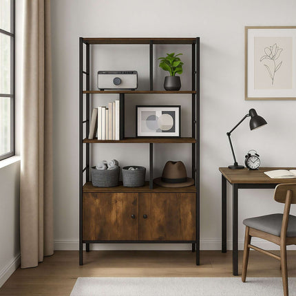 Bookcase with Storage Unit – 3 Shelves, Base Cabinet