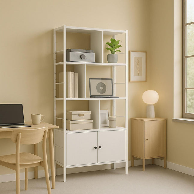 Bookcase with Storage Unit – 3 Shelves, Base Cabinet